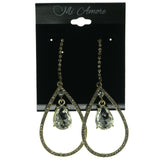 Silver-Tone & Gold-Tone Metal Dangle-Earrings Crystal Accents LQE982