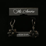 Mi Amore Black Faceted Accent Dangle-Earrings Dark-Silver/Black