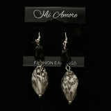 Mi Amore Black Spotted White Stone Dangle-Earrings Silver-Tone/White
