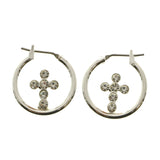 Mi Amore Cross Hoop-Earrings Silver-Tone