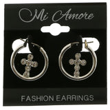 Mi Amore Cross Hoop-Earrings Silver-Tone