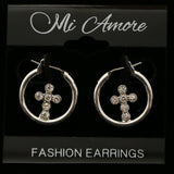 Mi Amore Cross Hoop-Earrings Silver-Tone