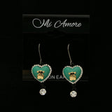 Mi Amore Heart Dangle-Earrings Silver-Tone/Green