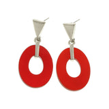 Mi Amore Dangle Post-Earrings Silver-Tone/Red