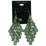 Silver-Tone Metal Chandelier-Earrings With Green Crystal Accents