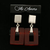 Mi Amore Dangle Post-Earrings Silver-Tone/Red