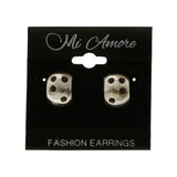 Mi Amore Crystal Accented Post-Earrings Silver-Tone