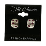 Mi Amore Crystal Accented Post-Earrings Silver-Tone