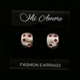 Mi Amore Crystal Accented Post-Earrings Silver-Tone