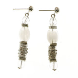 Mi Amore Dangle Post-Earrings Silver-Tone/White