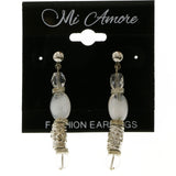 Mi Amore Dangle Post-Earrings Silver-Tone/White