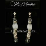 Mi Amore Dangle Post-Earrings Silver-Tone/White