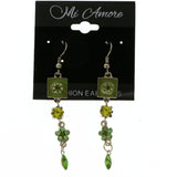 Mi Amore Crystal Accented Dangle-Earrings Silver-Tone/Green