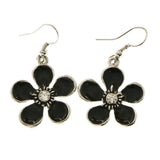 Mi Amore Flower Dangle-Earrings Silver-Tone/Black