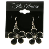 Mi Amore Flower Dangle-Earrings Silver-Tone/Black