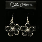 Mi Amore Flower Dangle-Earrings Silver-Tone/Black