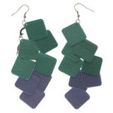 Green & Purple Colored Metal Chandelier-Earrings