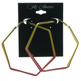 Yellow & Pink Colored Metal Hoop-Earrings