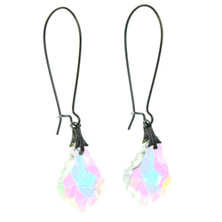 Silver-Tone Metal Dangle-Earrings With Clear Crystal Accents