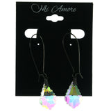 Silver-Tone Metal Dangle-Earrings With Clear Crystal Accents