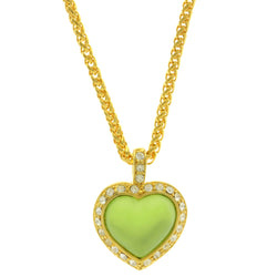 Mi Amore Heart Pendant-Necklace Gold-Tone/Green