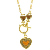 Mi Amore Heart Pendant-Necklace Gold-Tone/Orange