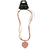 Mi Amore Heart Adjustable Pendant-Necklace Red & Pink