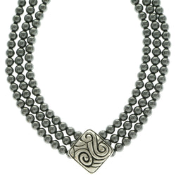 Mi Amore Adjustable Bead-Necklace Gray/Silver-Tone