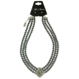Mi Amore Adjustable Bead-Necklace Gray/Silver-Tone