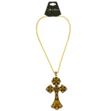 Mi Amore Cross Pendant-Necklace Gold-Tone/Yellow