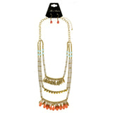 Mi Amore Leaves Adjustable Necklace-Earring-Set Multicolor & Gold-Tone
