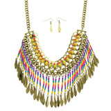 Mi Amore Adjustable Necklace-Earring-Set Multicolor/Gold-Tone