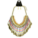 Mi Amore Adjustable Necklace-Earring-Set Multicolor/Gold-Tone