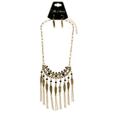 Mi Amore Feather Adjustable Necklace-Earring-Set Gold-Tone & Black