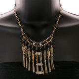 Mi Amore Feather Adjustable Necklace-Earring-Set Gold-Tone & Black