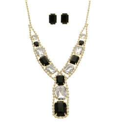 Mi Amore Adjustable Necklace-Earring-Set Black/Gold-Tone