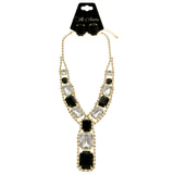 Mi Amore Adjustable Necklace-Earring-Set Black/Gold-Tone