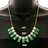 Mi Amore Adjustable Necklace-Earring-Set Green/Gold-Tone