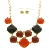 Mi Amore Adjustable Necklace-Earring-Set Multicolor/Gold-Tone