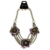 Mi Amore Adjustable Necklace-Earring-Set Purple/Bronze-Tone