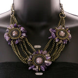 Mi Amore Adjustable Necklace-Earring-Set Purple/Bronze-Tone