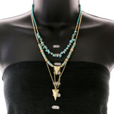 Mi Amore Adjustable Necklace-Earring-Set Gold-Tone/Blue