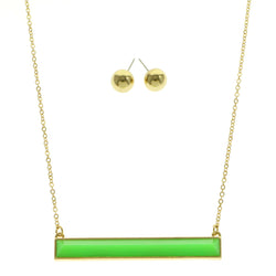 Mi Amore Adjustable Necklace-Earring-Set Green/Gold-Tone