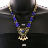 Mi Amore Adjustable Necklace-Earring-Set Gold-Tone/Blue
