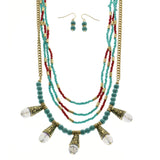 Mi Amore Adjustable Necklace-Earring-Set Multicolor/Gold-Tone