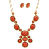 Mi Amore Adjustable Necklace-Earring-Set Red/Gold-Tone