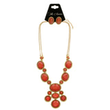 Mi Amore Adjustable Necklace-Earring-Set Red/Gold-Tone