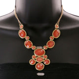 Mi Amore Adjustable Necklace-Earring-Set Red/Gold-Tone