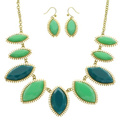 Mi Amore Adjustable Necklace-Earring-Set Green/Blue
