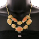 Mi Amore Adjustable Necklace-Earring-Set Peach/Gold-Tone